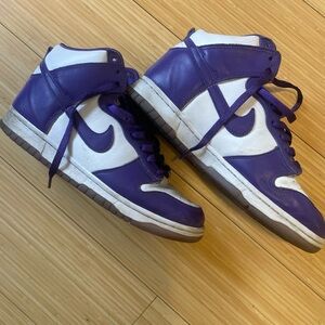 SOLD. Nike Purple and White High-Top Sneakers